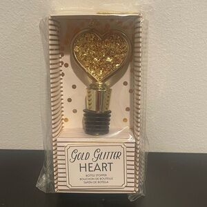 Gold Glitter Heart Bottle Stopper by